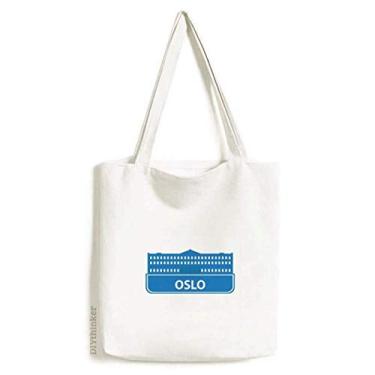 Imagem de Bolsa de lona com estampa de marco azul Oslo Norway bolsa de compras casual