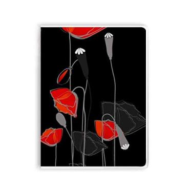 Imagem de Caderno de flores vermelhas com pintura abstrata de milho capa de goma Diário capa macia
