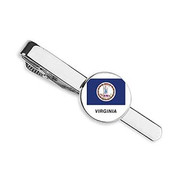 Imagem de Gravata com clipe de gravata da bandeira do estado americano Contour Virginia, presente para homem de negócios
