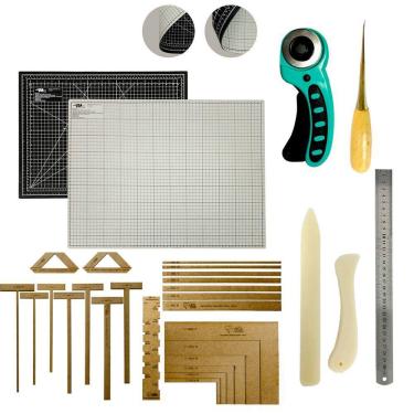 Imagem de Base de Corte A3 45x30 Mesa Apoio Placa Para Cortar Tecido Papel Kit Cartonagem Encadernação Esquadros Gabarito Scrapbook Cortador de Tecido Papel 45