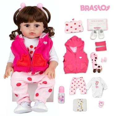 Brastoy Boneca Bebê Reborn Silicone Menina Elefantinho Olhos Castanho 55cm  em Promoção é no Buscapé