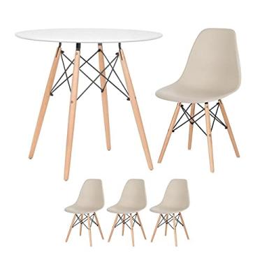 Imagem de Loft7, Mesa redonda Eames 80 cm branco + 3 cadeiras Eiffel Dsw
