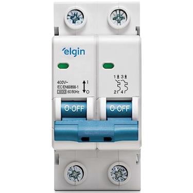 Imagem de Disjuntor Bipolar MCB Curva C 3KA 50A Elgin - 2 Polos, 50 Amperes, Mini