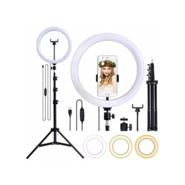 Imagem de Ring Light Iluminador 10 Polegadas Com Tripé De 2.10 Metro(Preto)