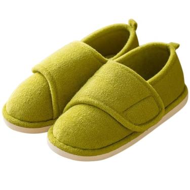 Imagem de Chewtoyo Pantufas macias à prova de vento para senhoras, respiráveis, fechadas, para casa, quente, protetora, plana, verde, tamanho único