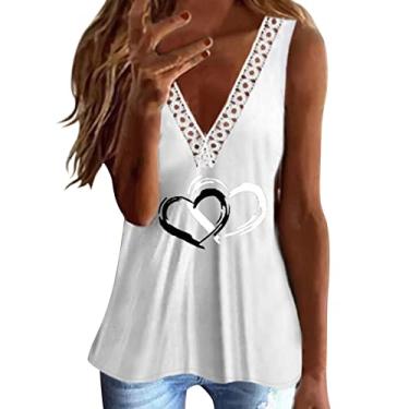 Imagem de Camiseta feminina de renda estampada para sair, plus size, sem mangas, elegante, blusa de verão, boho, colete de trabalho, Café, M
