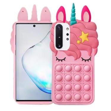 Imagem de Capa de unicórnio compatível com Samsung Galaxy Note 10 de 6,3 polegadas, desenho 3D fofo de silicone macio, capa com bolhas para descomprimir para crianças, adolescentes e meninas, rosa