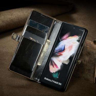 Imagem de Adequado para Z Folder 3 Flip Card para Samsung Z Folder 5 Capa protetora para celular dobrável resistente a quedas, marrom, para Galaxy Z Fold5 5G