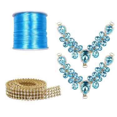 Imagem de Kit Cabedal em V Cristal Chinelo Decoração Design Pedrarias Estilo Customização Artesanato (Àgua)