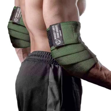 Imagem de Cotovelo Wraps para levantamento de peso (1 par), 47" Elástico Cotovelo Suporte & Compressão Powerlifting, Fitness, Cross Training & Gym Workout