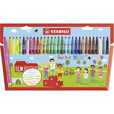 Imagem de STABILO Carteira Trio A-Z com 20 + 4 cores neon grátis – caneta com ponta de feltro com zona de aderência triangular 30