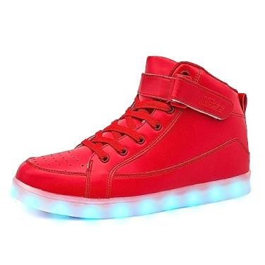 Imagem de IGxx Tênis de cano alto com luz LED – Recarregável, Brilhante, Piscando Sapatos para Homens, Mulheres e Crianças, Vermelho, 10.5 Women/10 Men