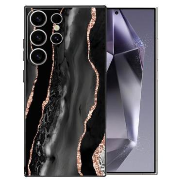 Imagem de Foneine Capa de celular compatível com Samsung Galaxy S24 Ultra, capa protetora resistente para celular à prova de choque, capa fina durável e legal, compatível com bolso, mármore líquido preto