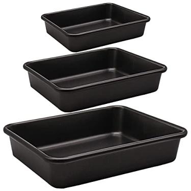 Imagem de Conjunto de 3 formas para assar, conjunto de bandejas antiaderentes, panelas retangulares para forno, revestimento não tóxico e qualidade durável (preto)