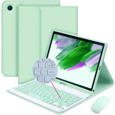 Imagem de Capa para Galaxy A9+ Plus de 11 polegadas (SM-X210/X216/X218) com teclado, com teclado ABNT2 Bluetooth sem fio captado e magnético, suporte para S Pen, fólio (Verde)