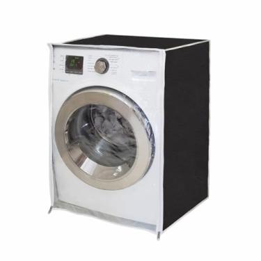 Imagem de "Capa Para Maquina Frontal Lava E Seca LG Samsung Eletrolux Midea 6Kg 7Kg 8Kg 9Kg 10Kg 11Kg Impermeável Flanelada Com Zíper Proteção Contra Chuva e Raios UV " (Preto)