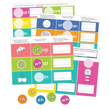 Imagem de Edu-Clings – Tapetes apagáveis a seco e manipulativos fônicos com dígitos consoantes comuns, habilidades de artes de linguagem (20 peças)