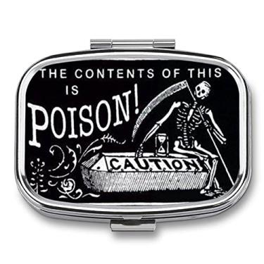 Imagem de DingRound Organizador de comprimidos de metal com 2 compartimentos, portátil, caixa compacta e portátil para guardar vitaminas/Tylenol/óleo de peixe/suplementos/remédios/comprimidos (cuidado com