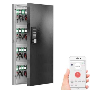 Imagem de Suporte de parede com caixa de bloqueio de 96 chaves, senha de uso único/aplicativo Bluetooth/código fixo/Wi-Fi remoto/desbloqueio de chaves, caixa de armazenamento de segurança, gerenciamento de
