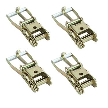 Imagem de Aikosin Amarração com catraca de 5 cm com gancho em J para caminhonete de reboque com alça plana (pacote com 4)