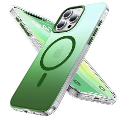 Imagem de Faiono Capa magnética para iPhone 14 Pro [compatível com MagSafe] [magnético forte] [proteção de grau militar de 3 metros] Capa fina fosca translúcida para iPhone 14 Pro (6,1 polegadas), verde alpino