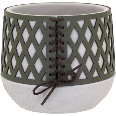 Imagem de Vaso Decorativo Enfeite Casa Cimento 18x14x14cm Verde