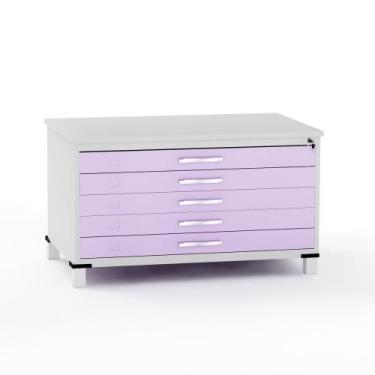 Imagem de Mapoteca em Aco 05 Gavetas Pandin Cinza e Lilás