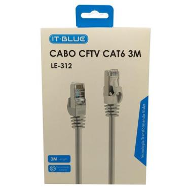 Imagem de Patch Cord Cftv Rede Cat6 3 Metros Cabo de Internet - IT-BLUE, ÇE-312,