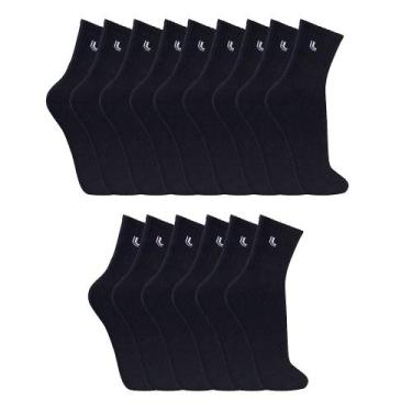 Imagem de Kit 15 Meia Lupo Cano Médio Masculina Sport 3245 , Preto, G