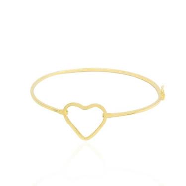 Imagem de Pulseira Feminina Bracelete Em Ouro 18k Coração - PRADO JÓIAS