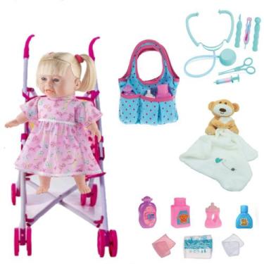 Imagem de Boneca Rafaeli Consulta Naninha Urso + Carrinho e Bolsinha - Milk Brin
