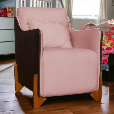 Imagem de Poltrona Decorativa Heloisa Veludo Rosa/Corano Marrom - Londrilar - LM