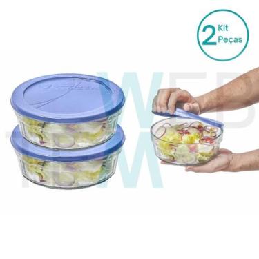 Imagem de Kit 2 Potes Tigela de Vidro com Tampa Plástica Laguna 1,5 Litros Vitaz