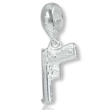 Imagem de Berloque Pingente Revolver Arma Policial Prata P/ Pulseira - Lojas La+