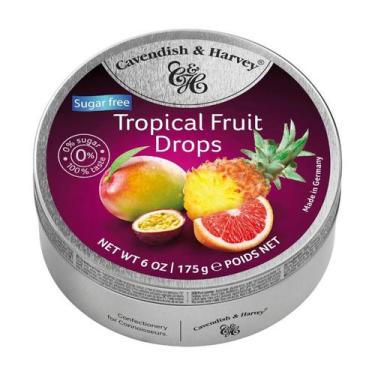 Imagem de Balas Frutas Zero Açucar Tropical Fruit Cavendish Drops 175G - Cavendi