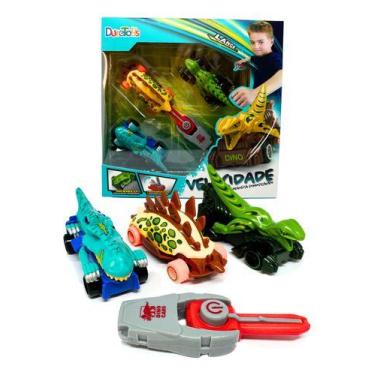 Imagem de Super Kit Com 3 Carrinhos De Corrida Com Lançador Dinossauro - dute to