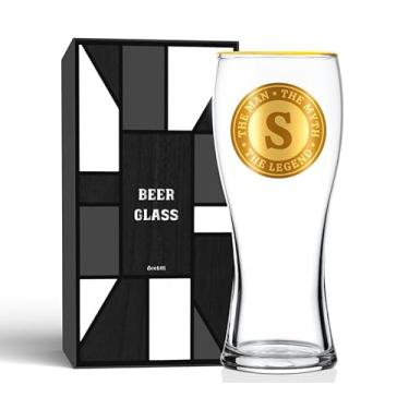 Imagem de Copo de cerveja personalizado para homens, presentes de álcool personalizados engraçados para amantes de cerveja, presentes exclusivos de aniversário e Natal para ele, o homem, o mito, a lenda, P