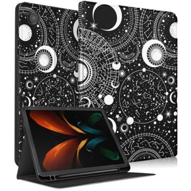 Imagem de Uppuppy Capa para Samsung Galaxy Tab A8 de 10,5 polegadas, crianças, fofo, legal, meninos, meninas, mulheres, lua, estrelas, adolescentes, design preto, capa para tablet para Samsung A8 Tab Cases SM-X200/X205/X207