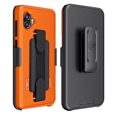 Imagem de Wireless ProTech Capa compatível com Samsung Galaxy XCover6 Pro (SM-G736), combo de capa e clipe de cinto com alça de mão e protetor de tela (laranja)