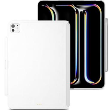 Imagem de MAGEASY CoverBuddy para iPad Pro 2024 de 11 polegadas - Capa para iPad Pro compatível com Magic Keyboard para iPad Pro (M4), espessura aprimorada e dissipação de calor - branca (couro)