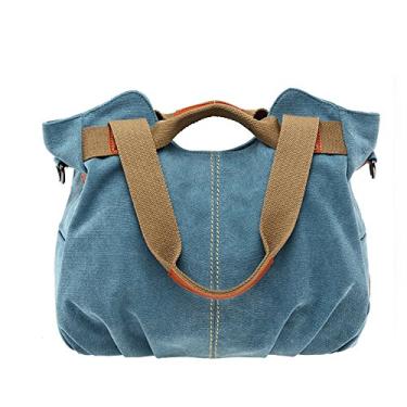 Imagem de Bolsa feminina vintage Hobo Canvas Daily Tote Shoulder Tote Shopper, Azul, free size