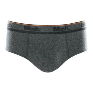 Imagem de Cueca Slip Mash Masculina Cotton Algodão Elástico, M, Cinza mescla gra