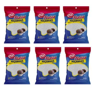 Imagem de Kit 6 Miçanga Para Bolos Decoração Cobertura Brigadeiros Docinhos Mix,
