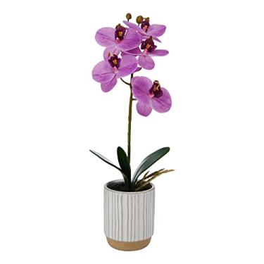 Imagem de Mikasa Orquídea artificial no vaso, orquídea Phalaenopsis de toque real, decoração floral falsa para casamento, casa, escritório, festa, hotel, salão, 40 cm, fúcsia