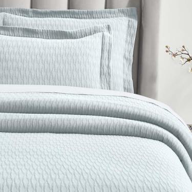 Imagem de Superior Conjunto de colcha de algodão de 3 peças, decoração de cama para casa, colcha decorativa, 2 fronhas, cobertor de peso médio, colcha de matelasse, itens essenciais de cama, coleção Calvert,