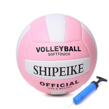 Imagem de ABAJI Bola de vôlei rosa oficial mais grossa PU à prova d'água antiexplosão 15 anos crianças meninas meninos treinamento interno jogo ao ar livre areia praia piscina jogar bomba agulha