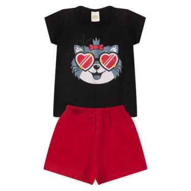 Imagem de Conjunto para meninas verão estampa cachorro óculos preto - Scott Kids