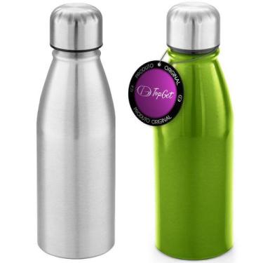 Imagem de Kit 2x Squeeze Alumínio 500 ml Wave TopGet Prata e Verde