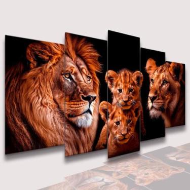 Imagem de Quadros Decorativos Mosaico Leão   2 Filhotes na Vertical - Dropx4