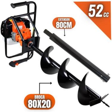 Imagem de KIT Perfurador de Solo Vulcan VPS520 2T 52CC 2,5CV com Broca 80x20cm +